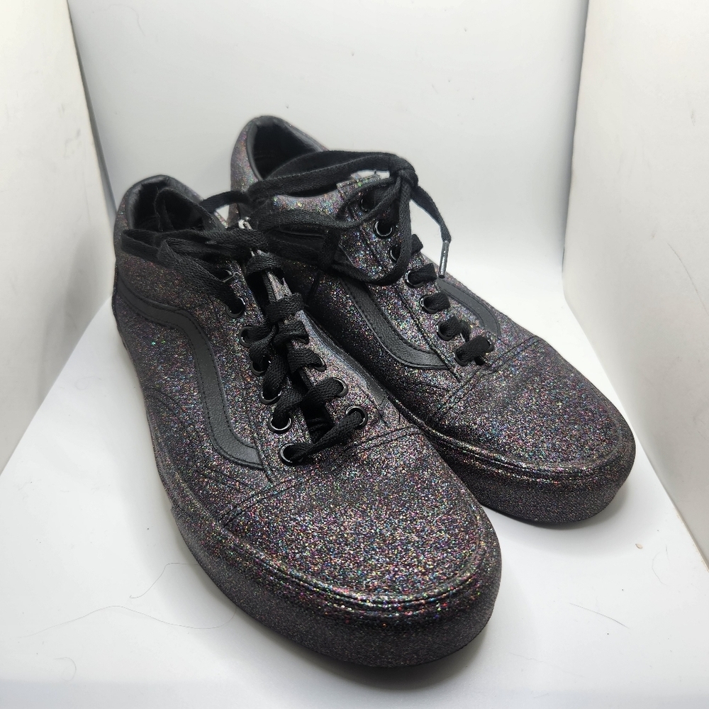 Vans Womens Size 9 Glitter Purple And Black Low Top Lace Up Sneakers Old Skool
